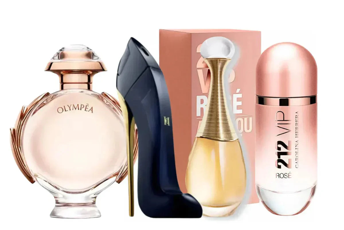 Set de 4 perfumes | Good Girl, Olympea, Jadore, 212 Vip Rosé